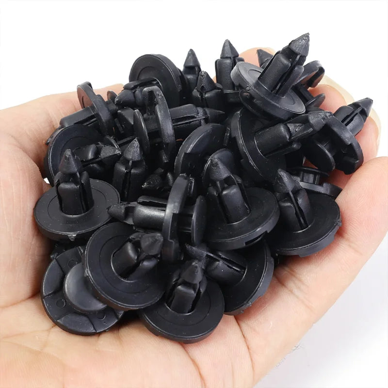 8mm Black Plastic Car Bumper Retainer Clips – 10 Pack