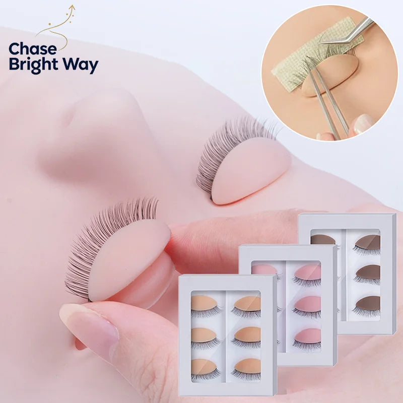 Silicone Eyelash Extension Practice Mannequin – 3 Pairs Set