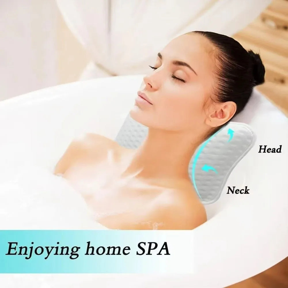 Soft SPA Bath Pillow – Breathable Polyester Bathtub Headrest