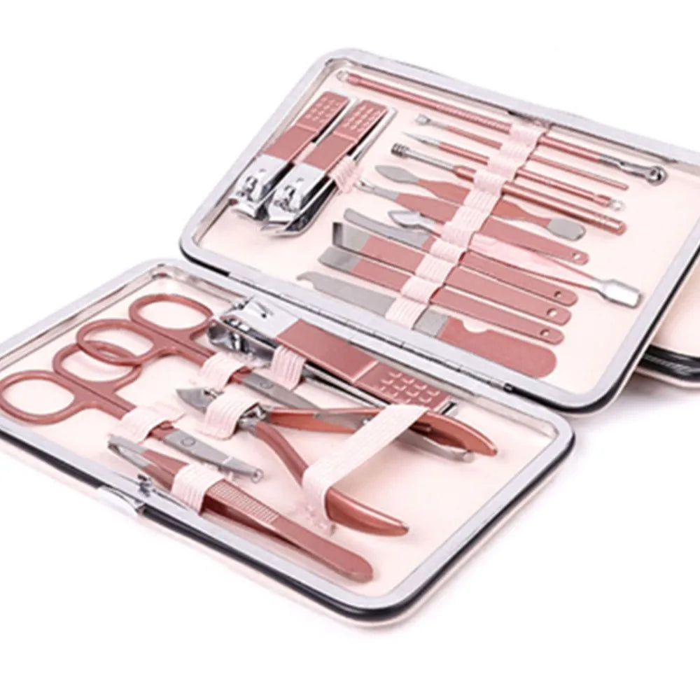 18-Pc Rose Gold Stainless Steel Nail Clipper & Grooming Kit