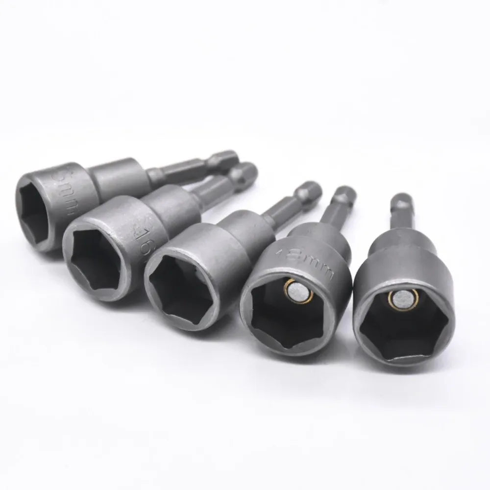 Magnetic Impact Nut Driver Set – 1/4" Hex Shank, 6–19mm