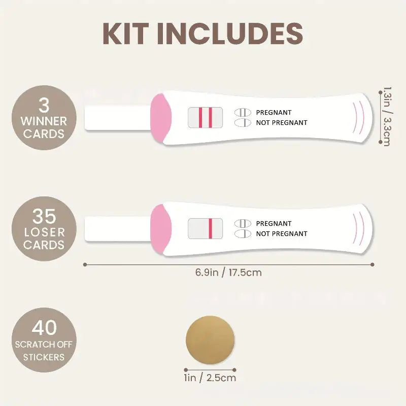 Scratch-Off Fake Pregnancy Test Prank Cards – 38/40 Pack
