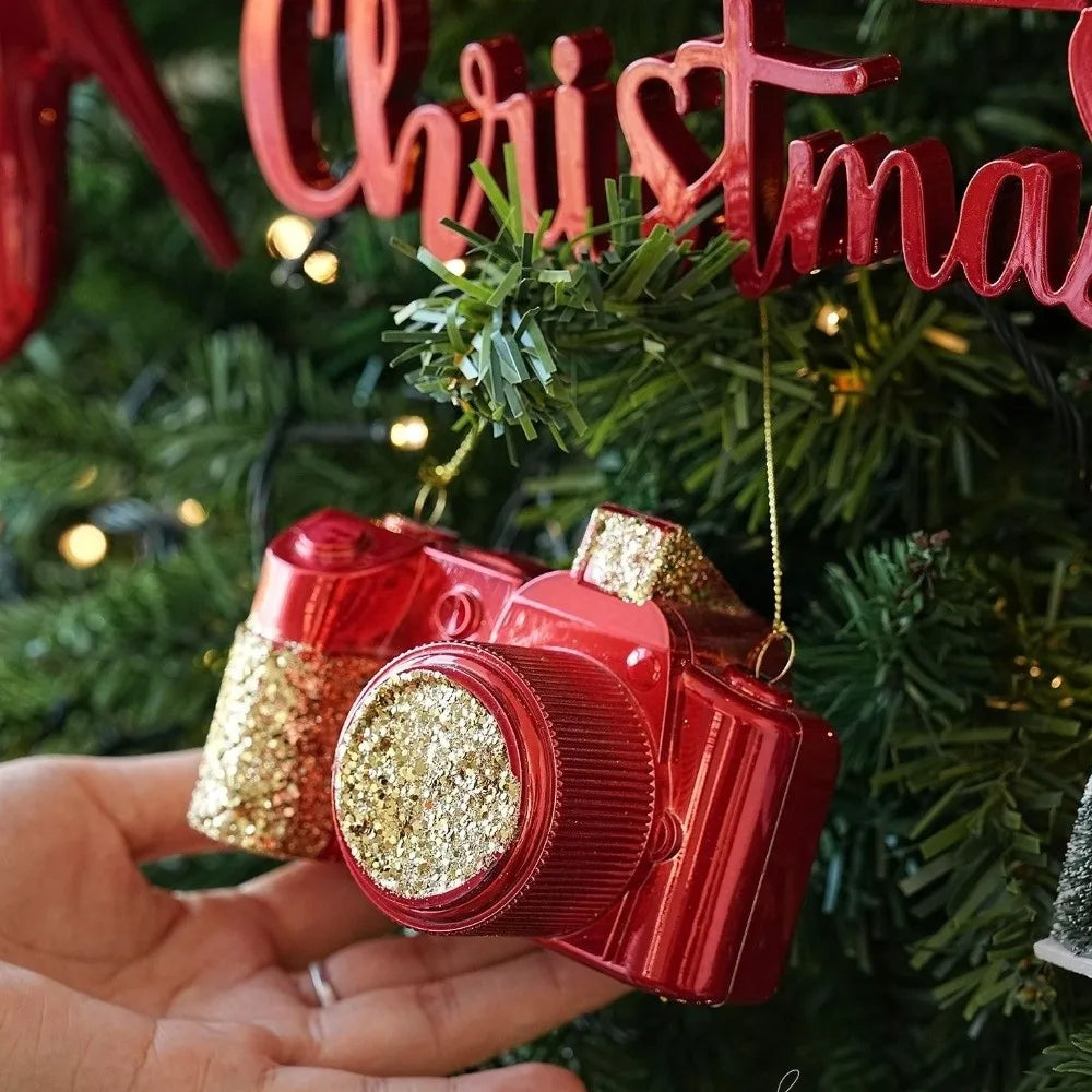 Red Novelty Christmas Ornaments – Glossy Plastic Hanging Pendants