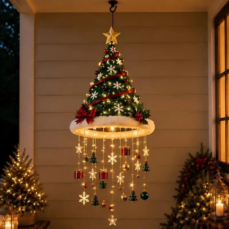 LED Witch Hat Wind Chime Hanging Decoration – Wrought Iron 30cm