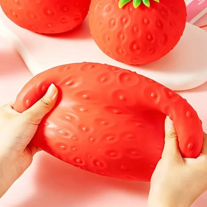 Giant Strawberry Squishy Fidget Toy – Extra Large Slow Rising TPR