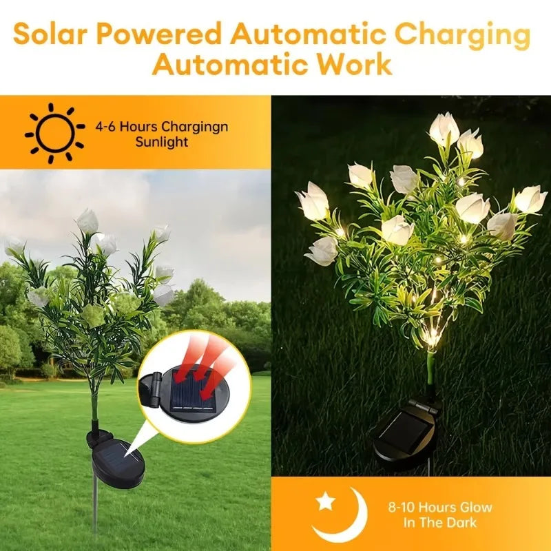 Solar LED Flower Garden Stake Lights – IP65 Waterproof Outdoor