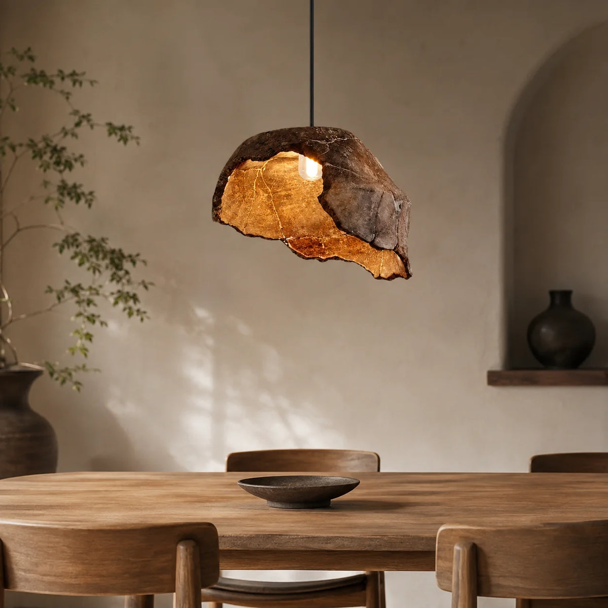 Wabi Sabi Lotus Pendant Light | Japanese Zen Hanging Lamp