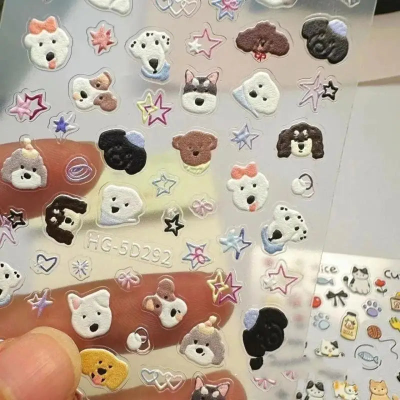 5D Embossed Cat & Dog Nail Art Stickers – DIY Manicure Decals