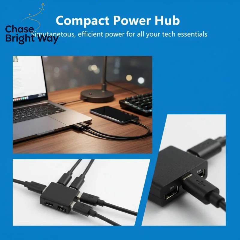 USB-C Power Splitter 1 in 2 Out – Dual Device Charging Adapter