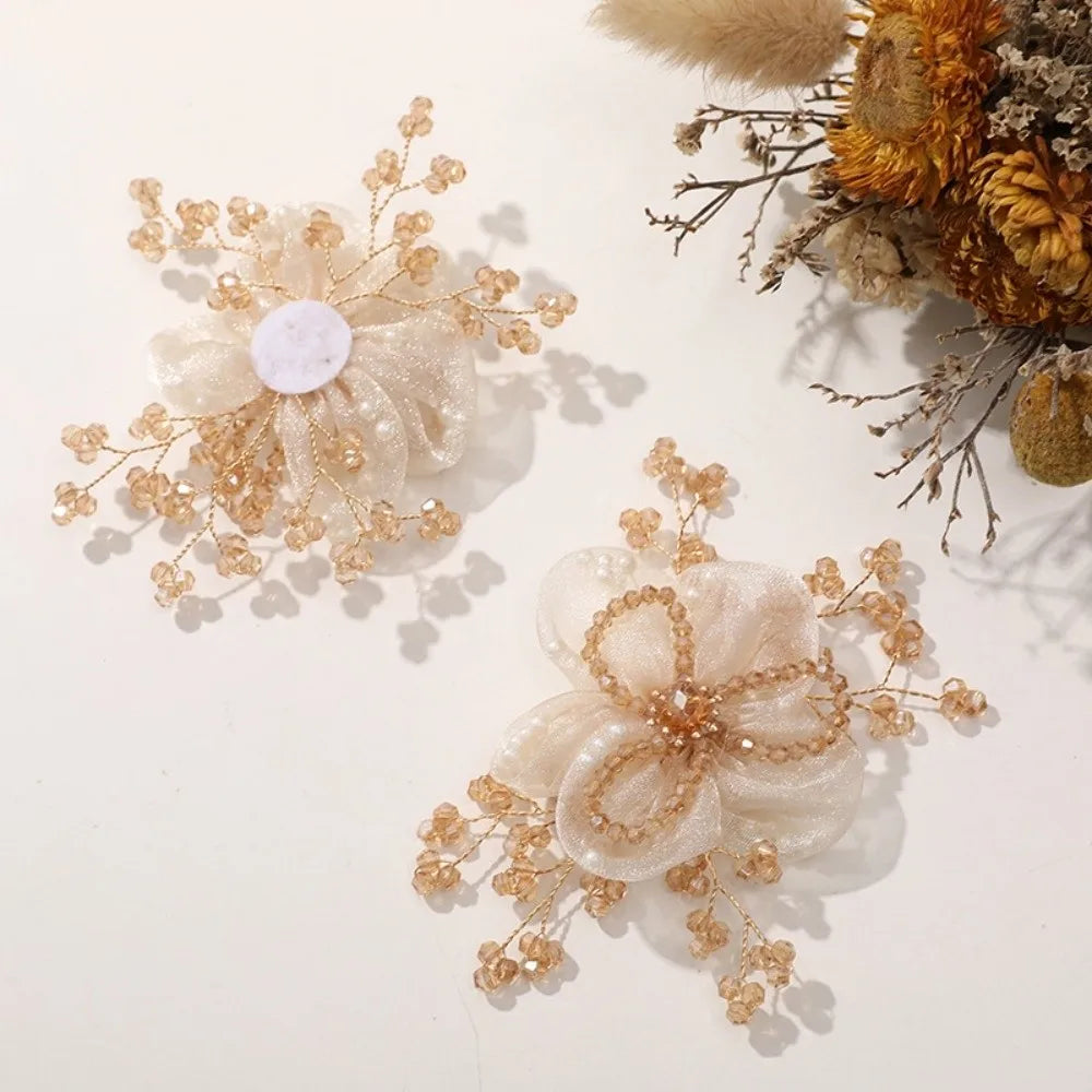 Crystal Bead Organza Flower Applique – DIY Hair Accessory
