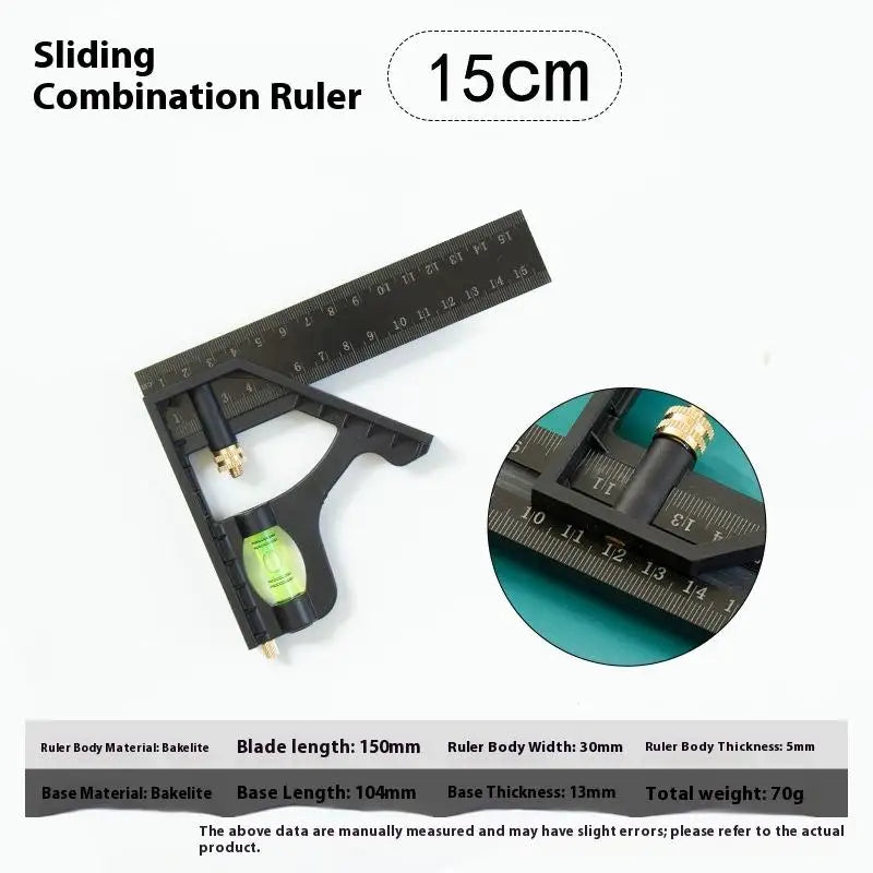 Adjustable Combination Square Ruler 15/20/25cm – Bubble Level