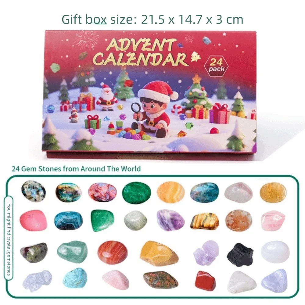 Christmas Crystal Gemstone Advent Calendar – 24-Grid Blind Box