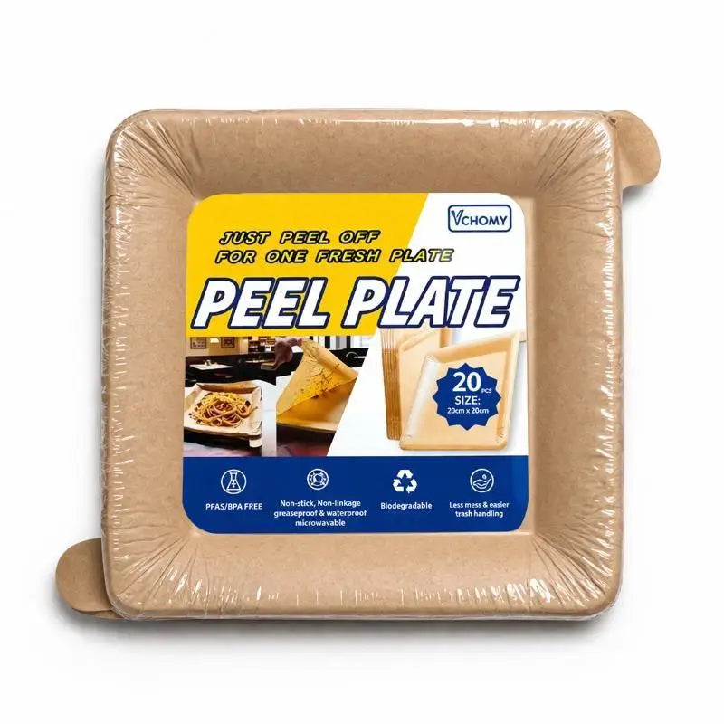 Disposable Kraft Paper Plates 20-Pack | BPA-Free, Oil & Water Resistant