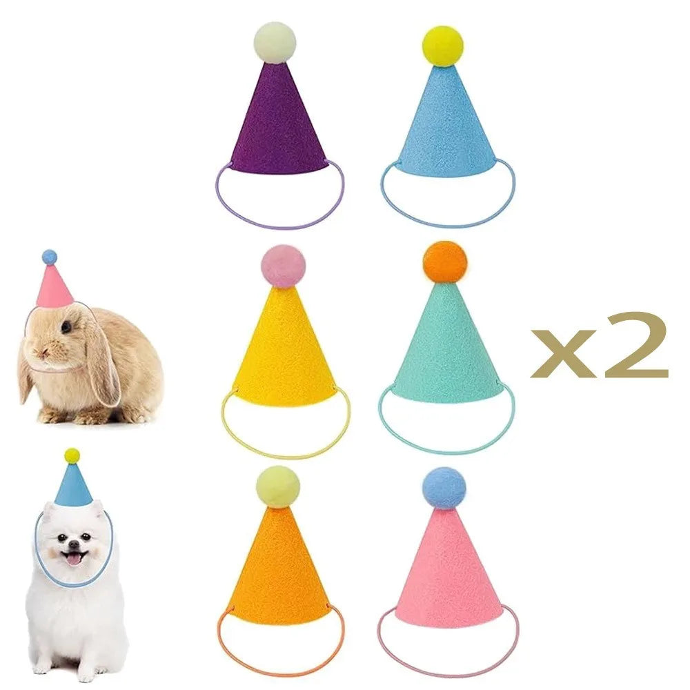 Mini Pet Party Hats – Colorful Cone Hats for Cats & Dogs 6/12pk