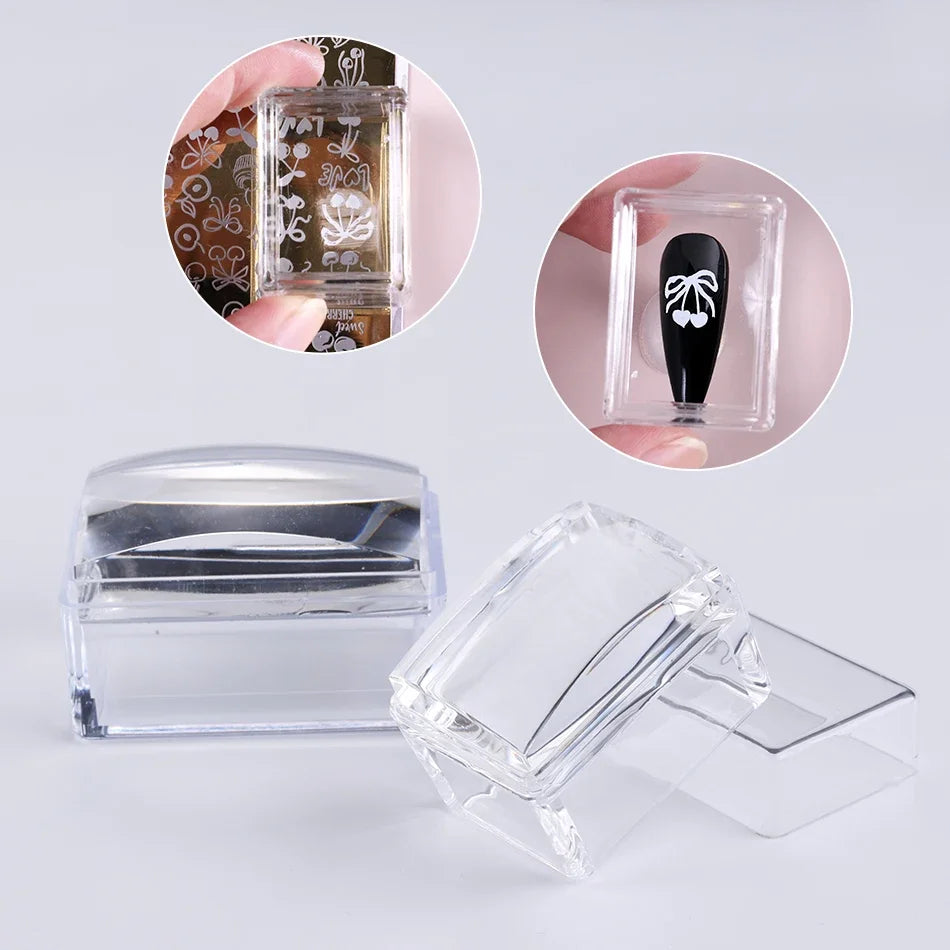 Silicone Nail Art Stamping Kit – French Manicure Stamp & Scraper