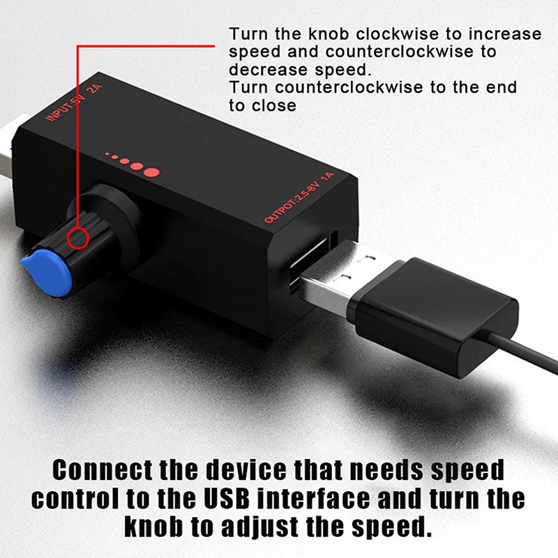 USB Fan Speed Controller – Type-C & USB-A Stepless 5W DC 5V