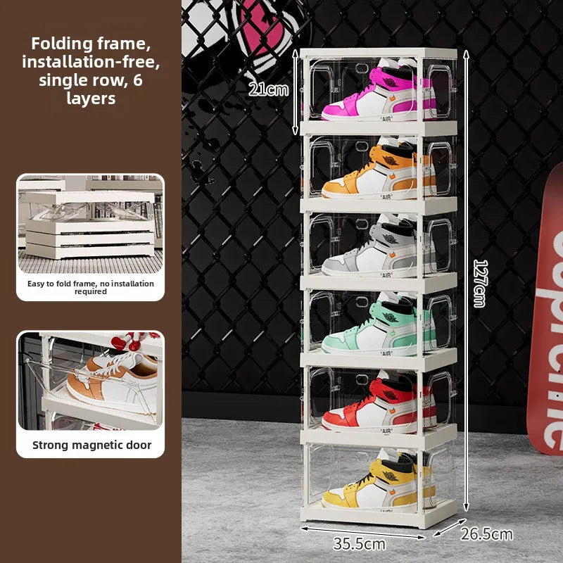 Multi-Tier Clear Shoe Rack – Dust-Proof Transparent Cabinet
