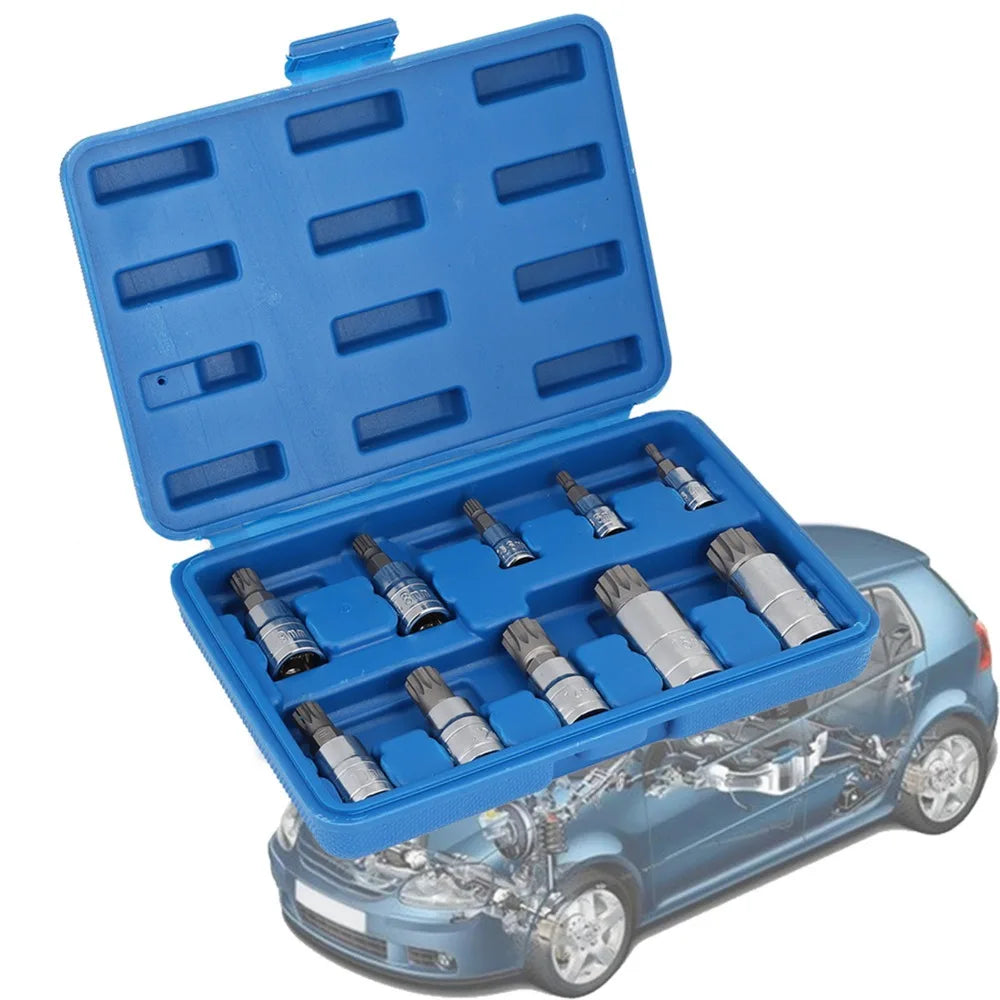 Triple Square Bit Socket Set M4–M18 | 10-Pc Chrome Vanadium