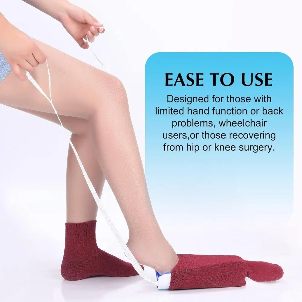 Sock Dressing Aid Tool – No-Bend Sock Helper with Cords