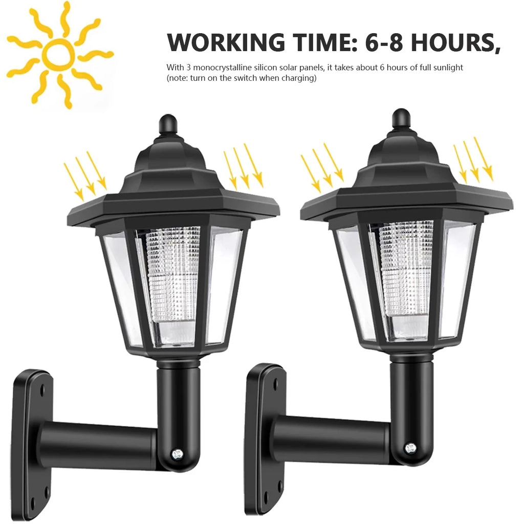 Solar Hexagonal LED Wall Light – Outdoor Waterproof Garden Sconce