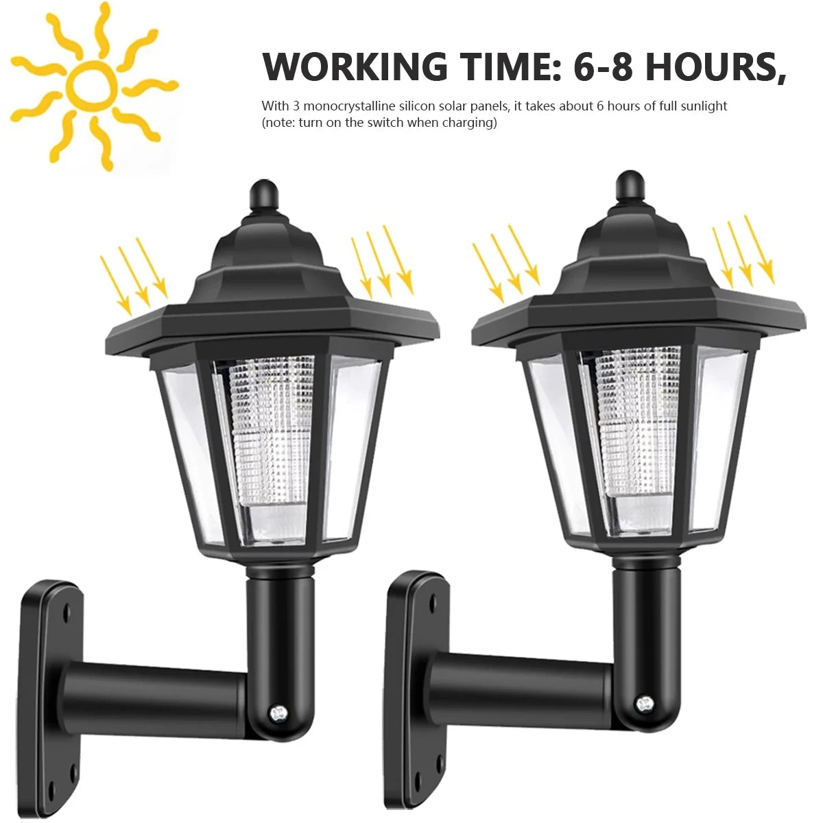 Solar Hexagonal LED Wall Light – Outdoor Waterproof Garden Sconce