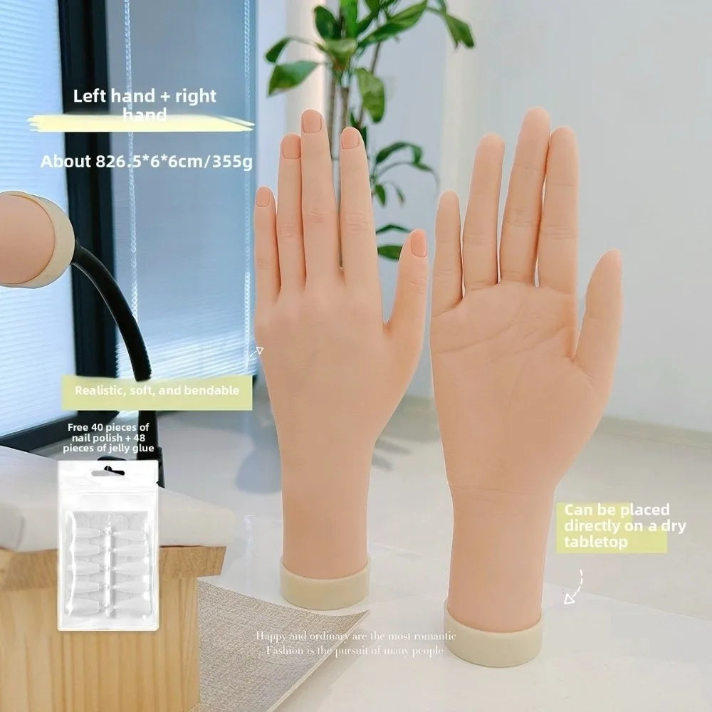 Silicone Nail Practice Hand – Bendable Training Display Rack
