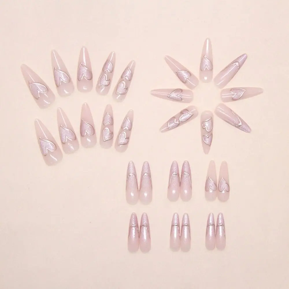 30-Pc Almond Stiletto Press-On Nails – Cat Eye Rhinestone