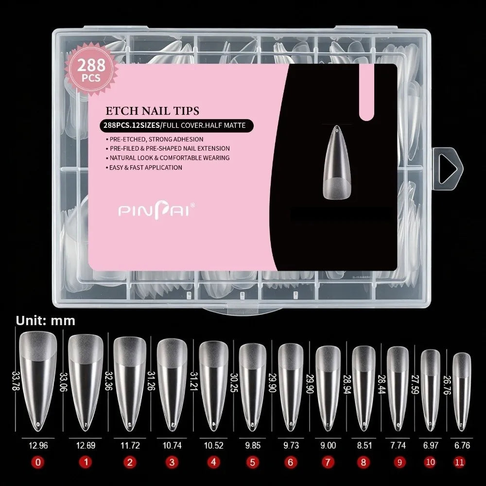 288pcs Ultra-Thin Soft Gel Nail Tips – Full Cover Extension Set