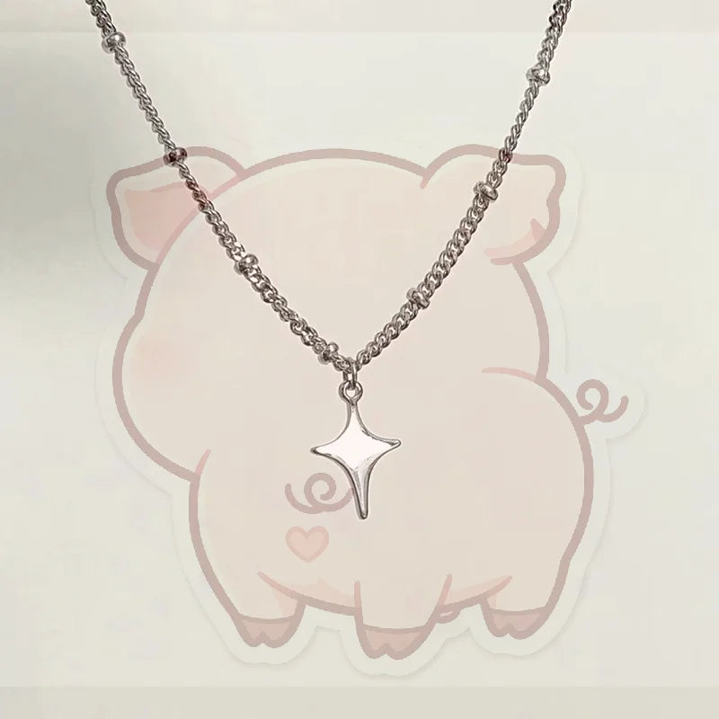 Star Choker Pendant Necklace – Unisex Stainless Steel Chain
