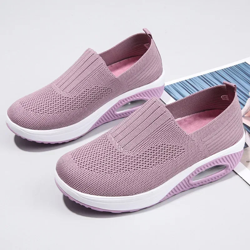 Women's Platform Slip-On Sneakers | Air Cushion Wedge Shoes