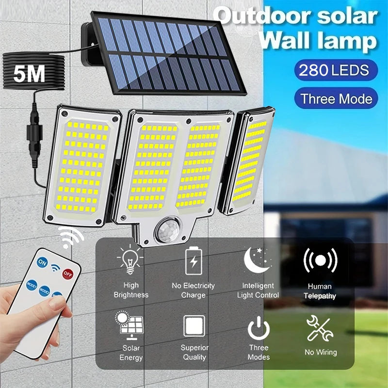 Solar Wall Light Outdoor Motion Sensor 106/234/280 LED Flood Lamp