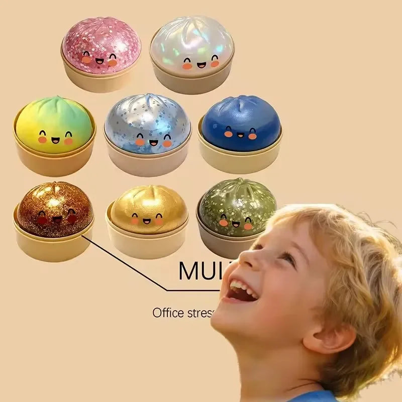 Glitter Squishy Steamed Bun Toy – Slow Rebound Squeeze Ball
