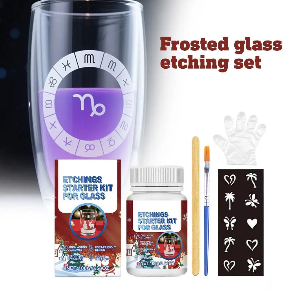 DIY Glass Etching Cream Kit 100g | 6 Tools for Glassware Art