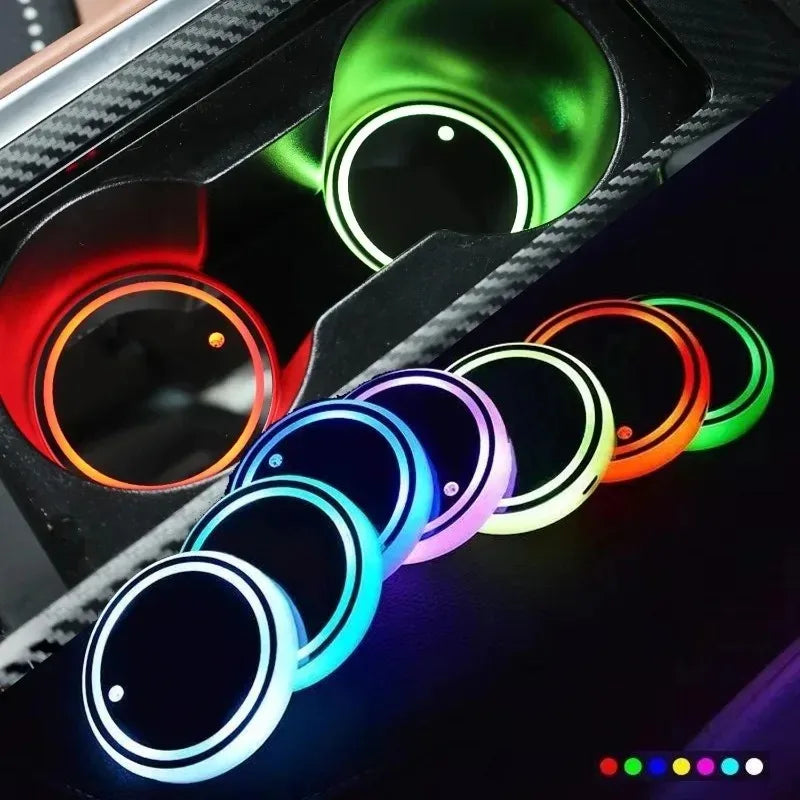 RGB LED Car Cup Holder Coaster – 7-Color Auto Sensor Light