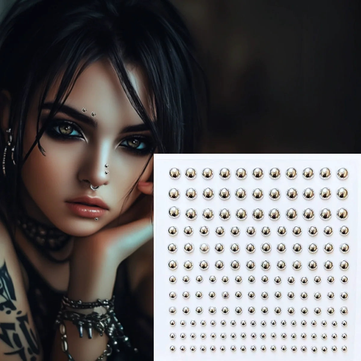 180pcs Non-Piercing Fake Body Jewelry Stickers – Nose Lip Earring