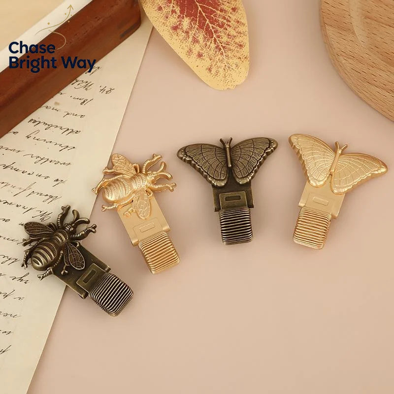 Vintage Insect Metal Pen Clip | Spring-Loaded Journal Pen Holder