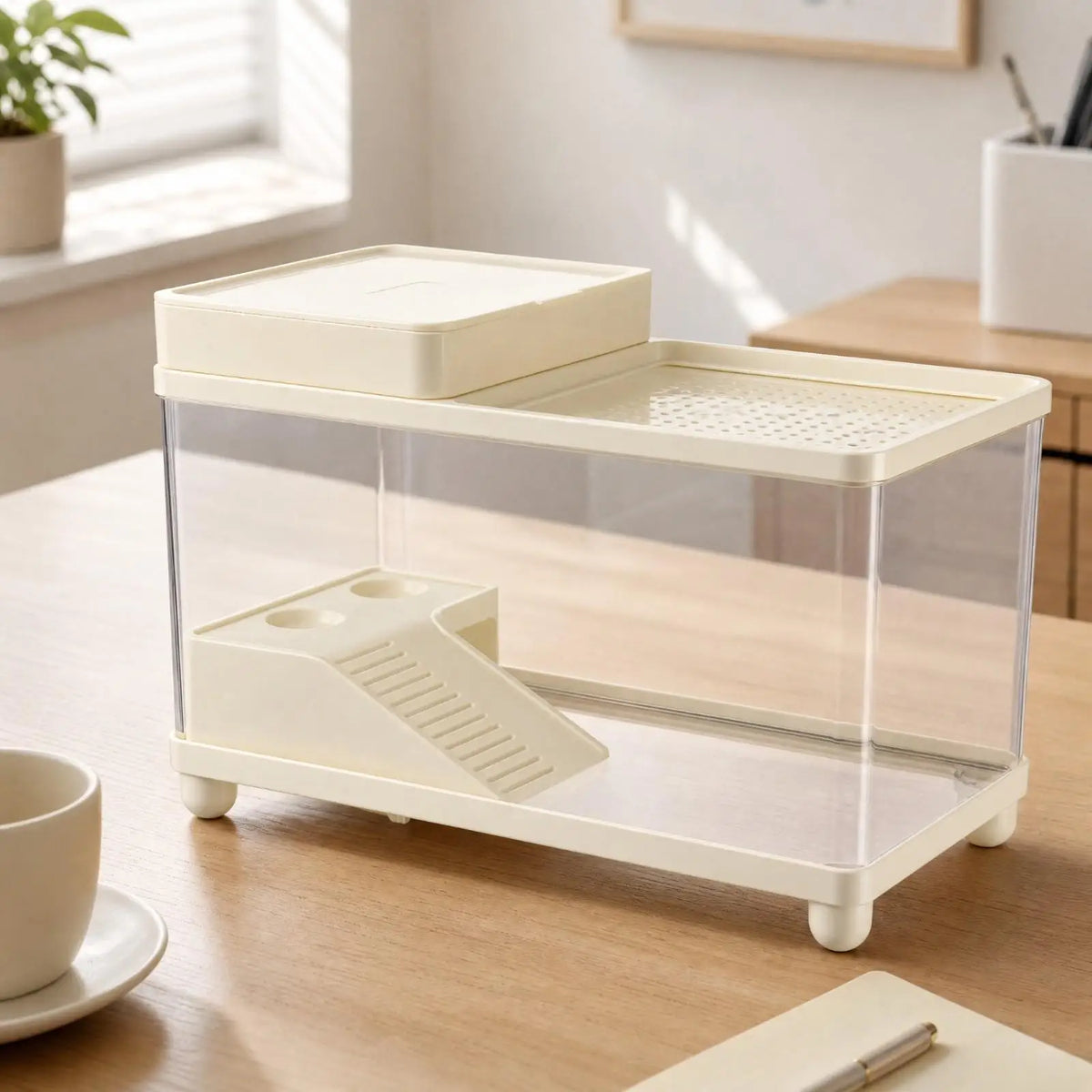 Reptile Terrarium Tank – Ventilated Cover & Clear Walls