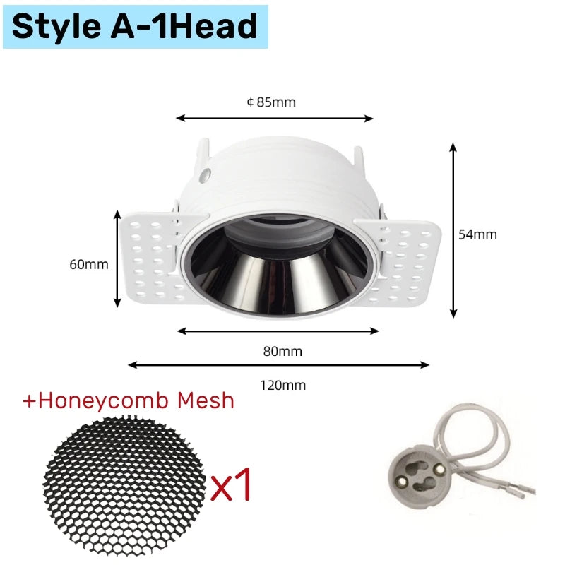 Trimless Square LED Downlight Frame Double Head GU10 MR16
