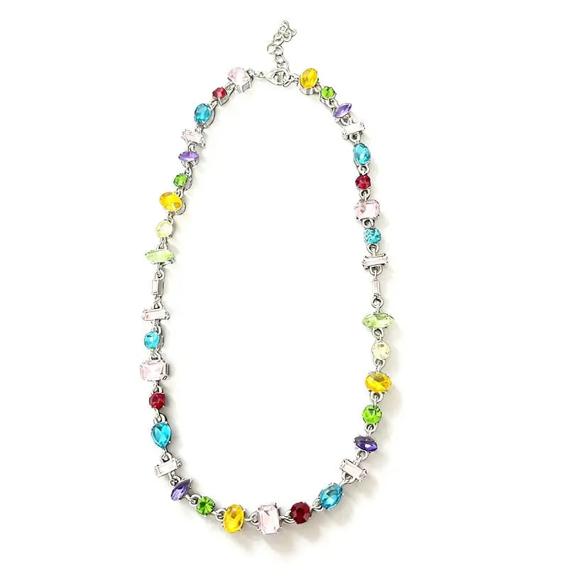 Rainbow Crystal Zircon Necklace – Colourful Luxury Women's Chain