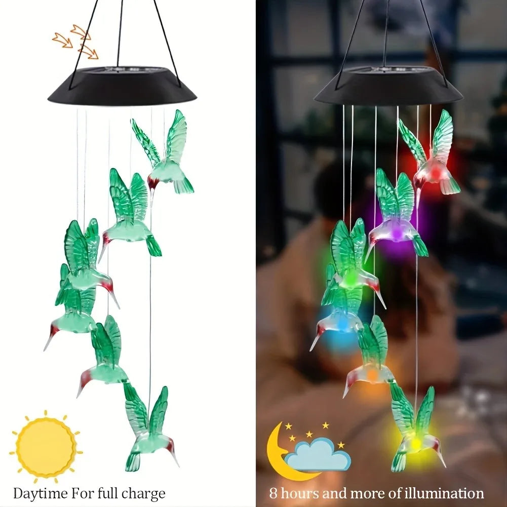 Solar Color Changing Wind Chime Light – Butterfly & Hummingbird