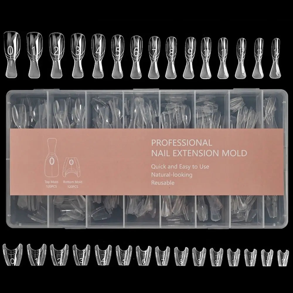 240pcs Oval Sandwich Nail Dual Forms – Clear Gel Extension Molds