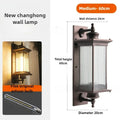 Vintage Lantern Outdoor Wall Light – Black Ribbed Glass Sconce E27
