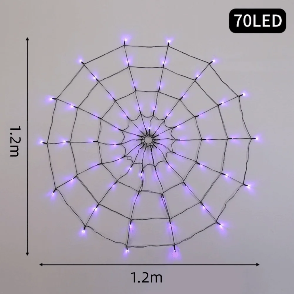 Halloween Spider Web String Light – 70 LED Net Light 1.2M