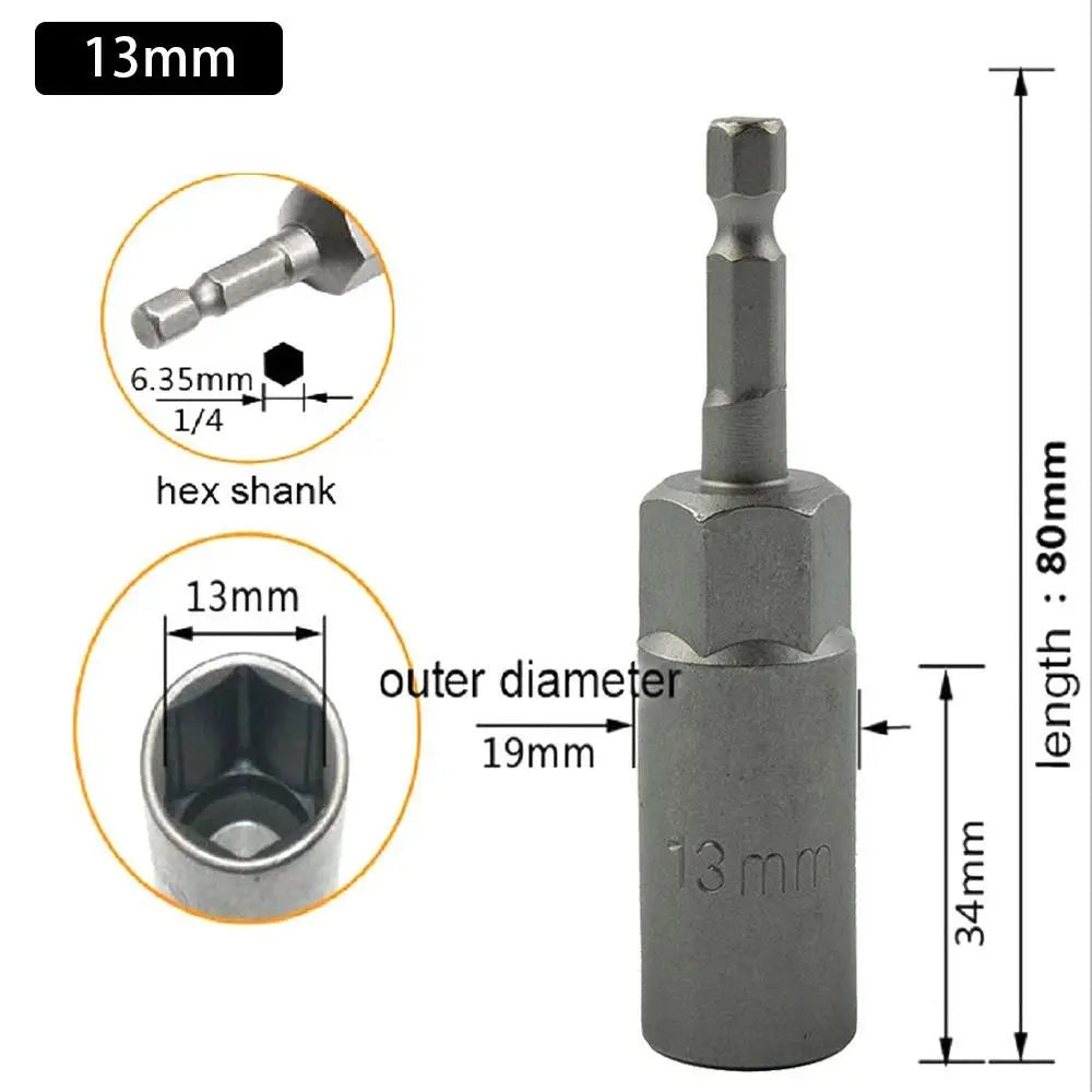 Magnetic Hex Nut Driver Drill Bit Adapter 1/4" – 5.5–19mm