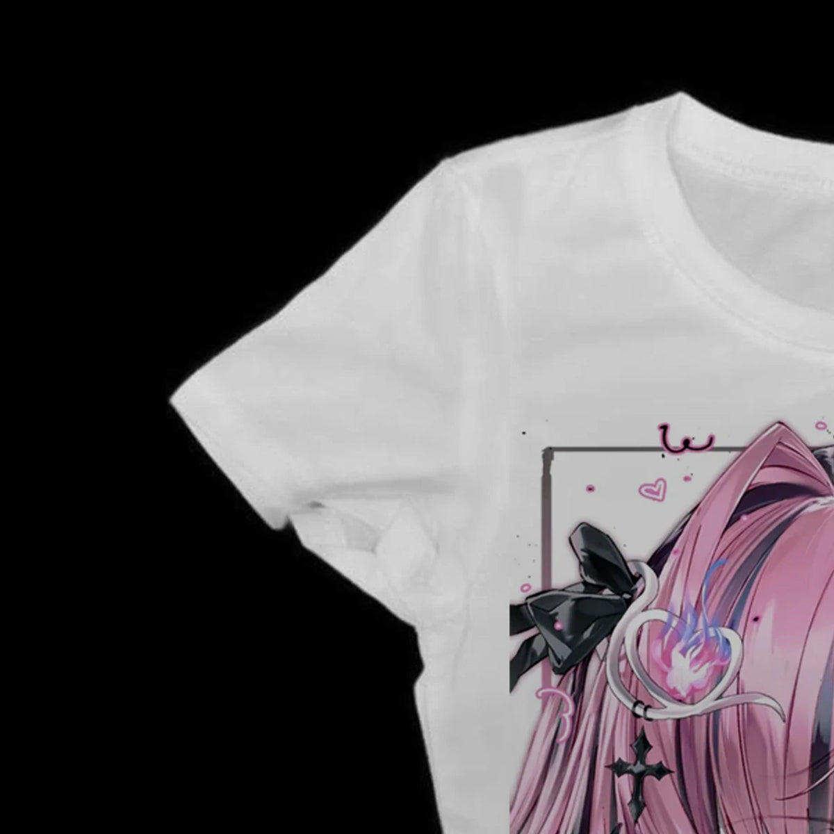 Y2K Harajuku Cat Ear Anime Women's Slim Fit T-Shirt | Pink
