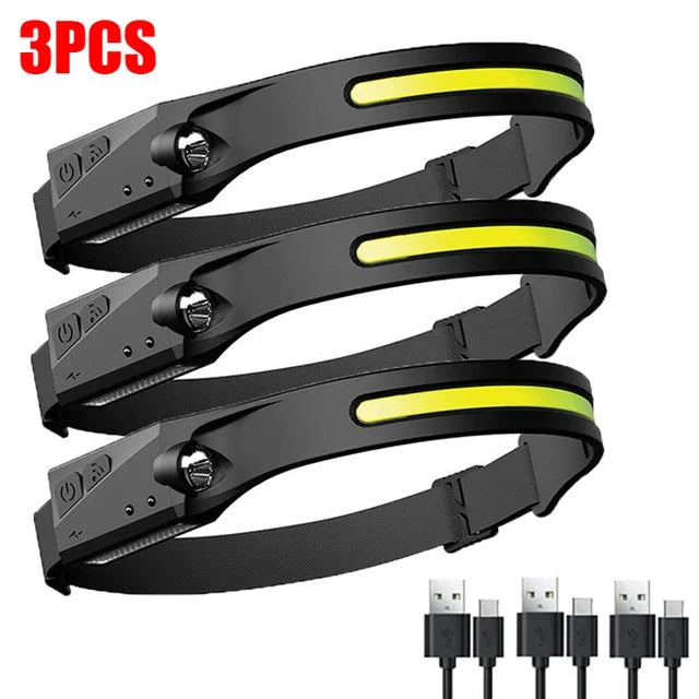 Sensor LED Headlamp Rechargeable – 6 Modes, 230° Wide Beam