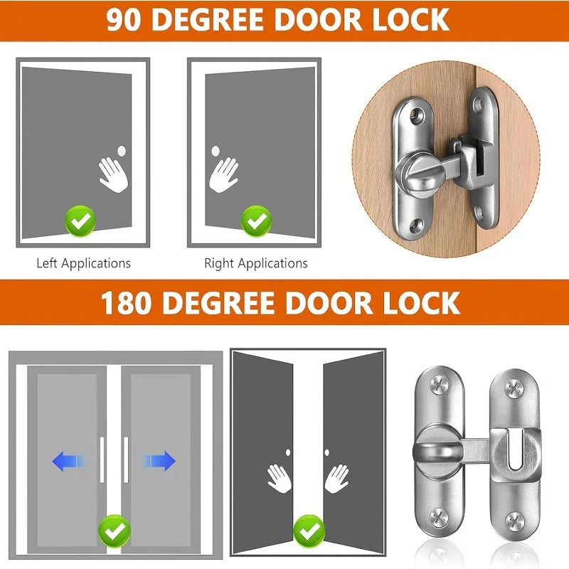 Zinc Alloy Flip Door Bolt Latch – 90/180° Gate & Sliding Lock