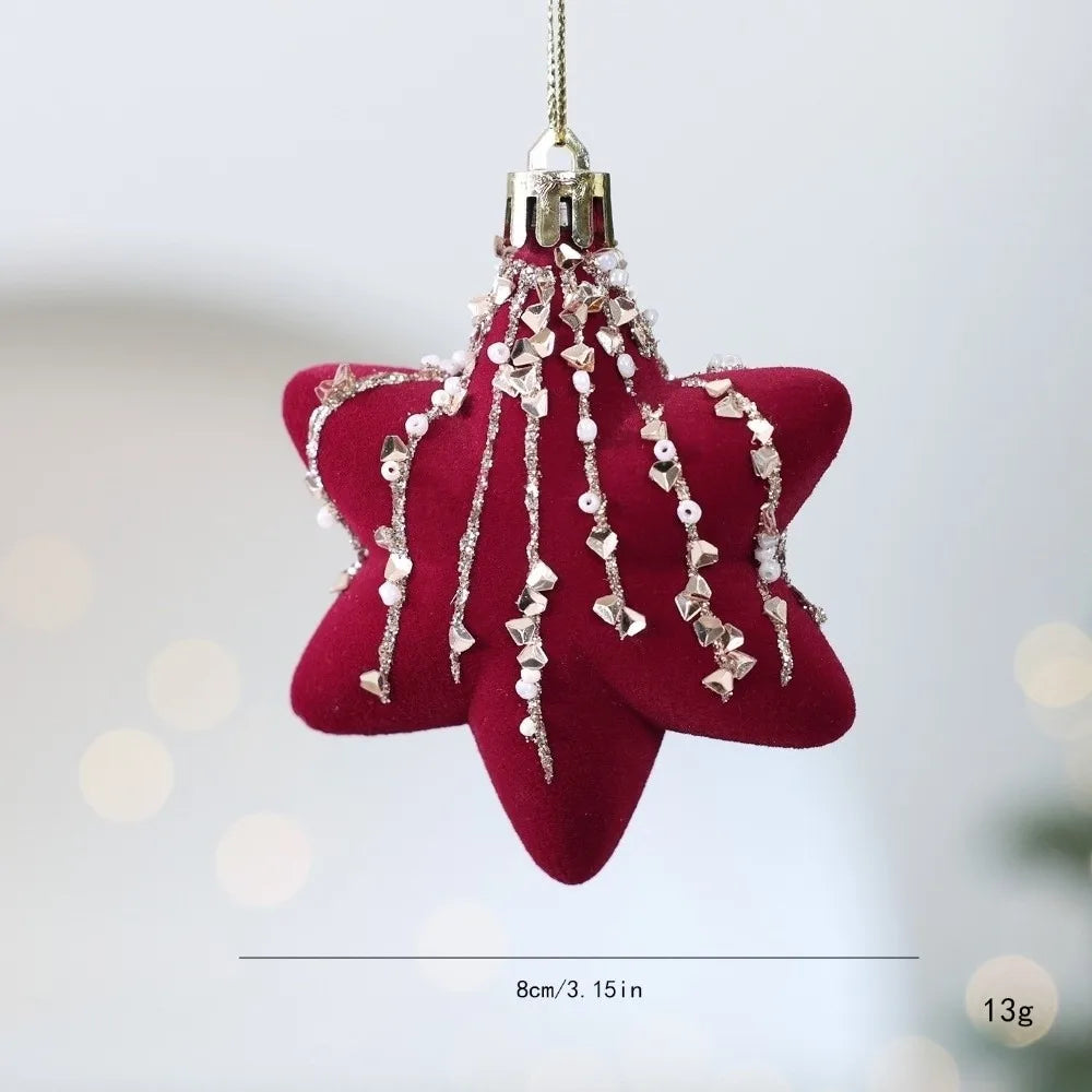 Red Flocked Christmas Ball Ornaments | DIY Holiday Hanging Decor