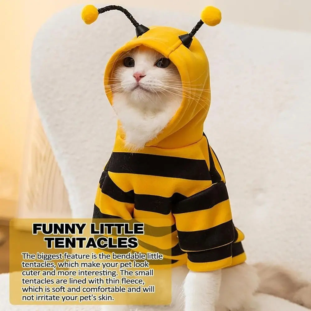 Pet Bee Costume Hoodie – Warm Striped Cat & Dog Cosplay