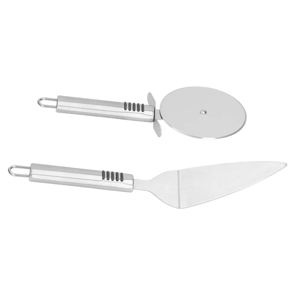 Stainless Steel Pizza Cutter & Spatula Set – 2-Piece Kit